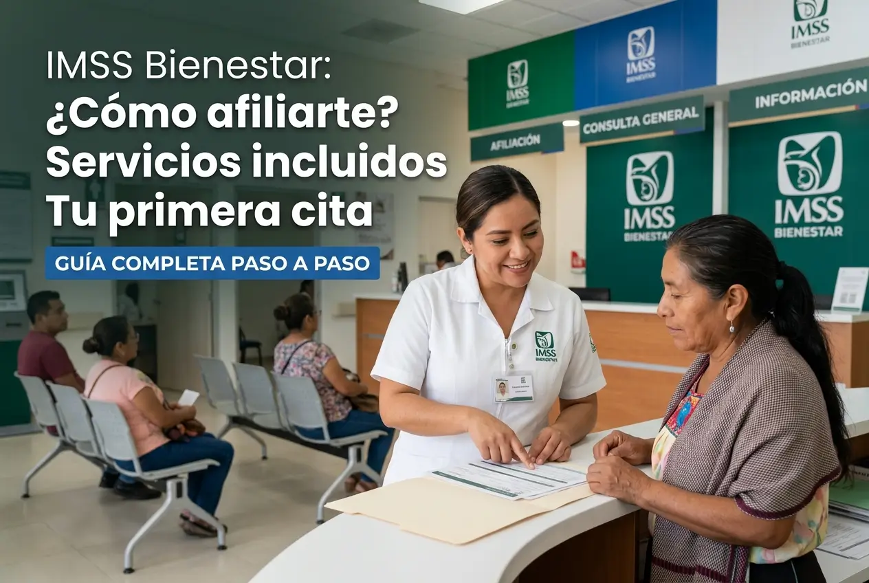 Trabalhadora de saúde sorrindo no IMSS Bienestar ajudando paciente